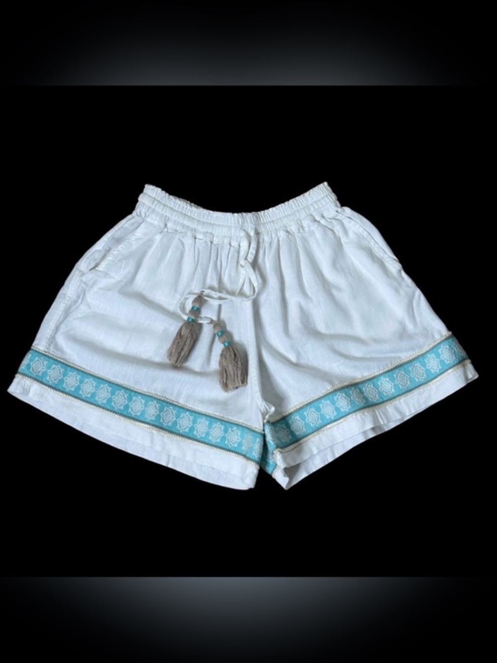 NEMA Resort Wear Boho Greece Linen Blend Shorts M/L
